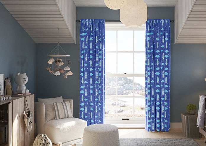 Blast Off, Blue Comet - Made to Measure Curtains - Image 3
